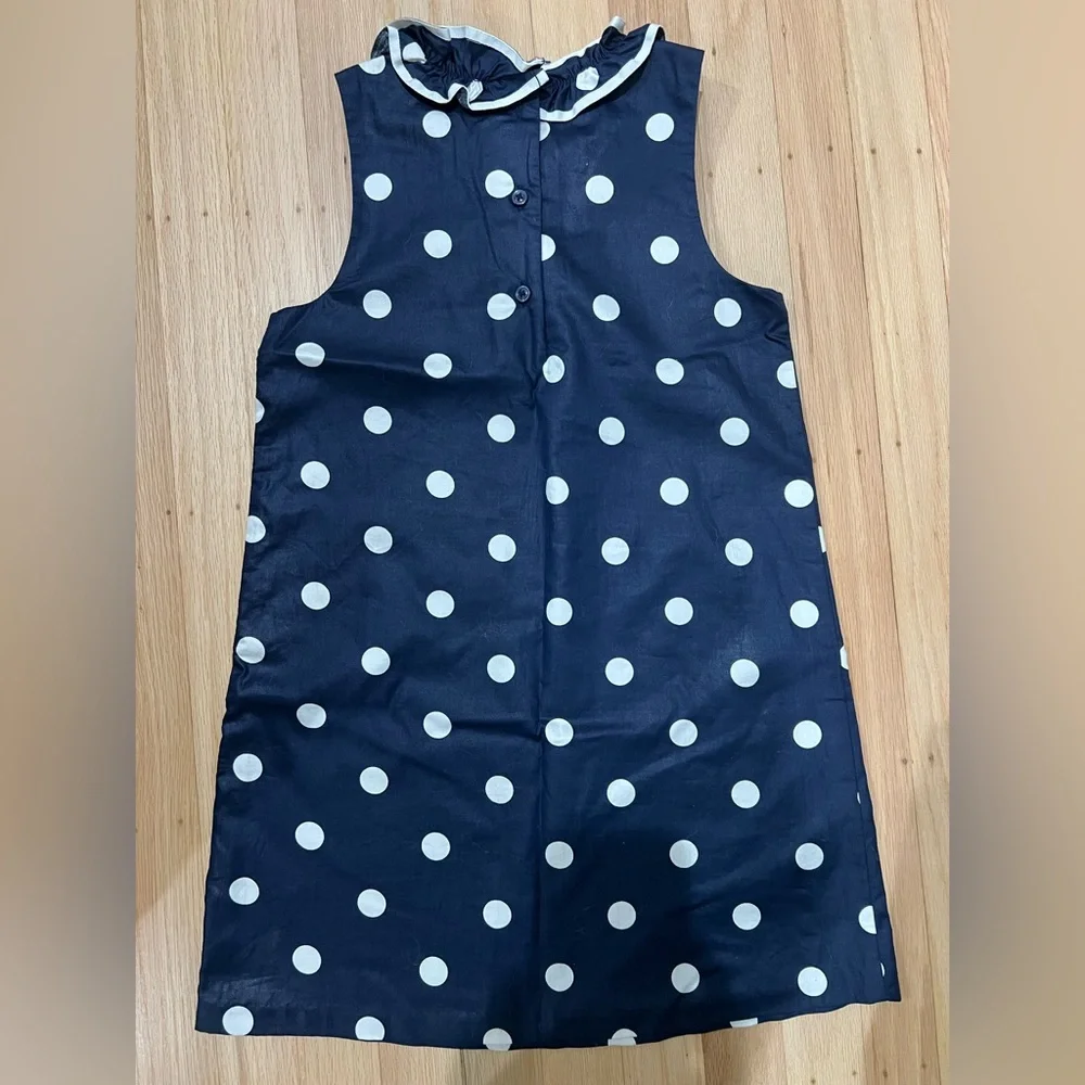 Janie and Jack Navy Polka Dot Sleeveless Dress - Like New! - Picture 2 of 4